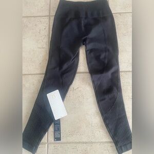 Black Lululemon Flow & Go Tight Leggings with Ribbed Detail